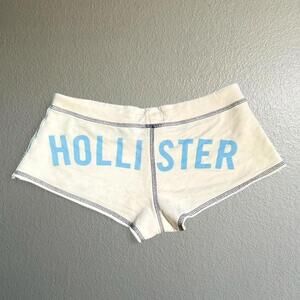 Vintage Hollister Micro Blue and White Booty Shorts Y2K